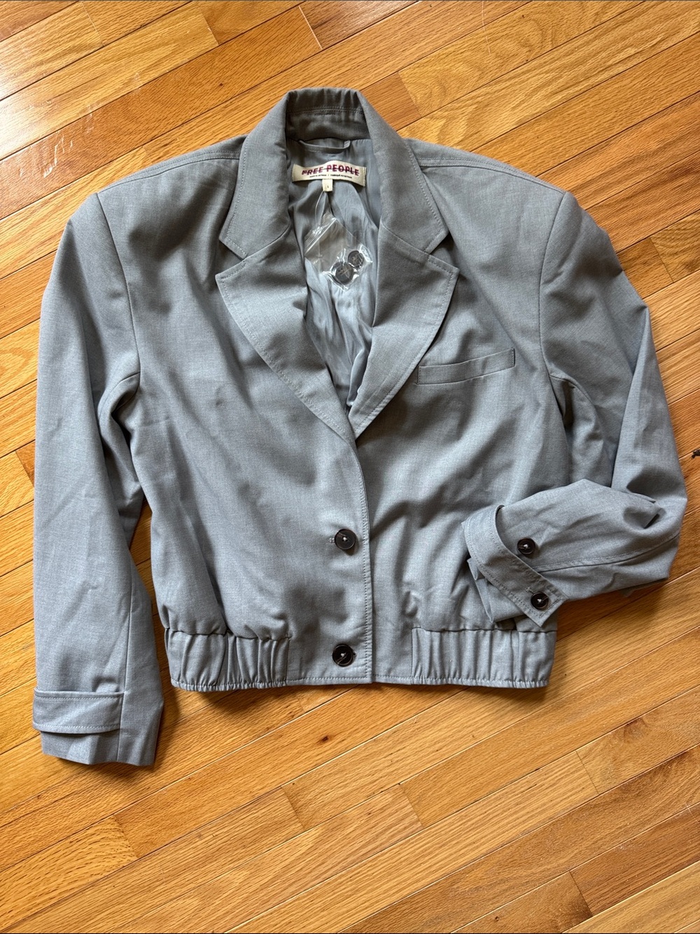 Free People Light Gray Cropped Blazer NWOT